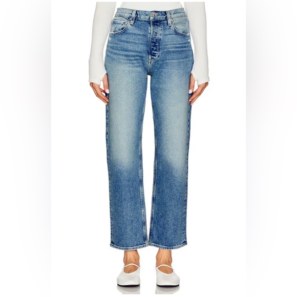 Paige Sawyer Straight Leg Covered Button Fly Jeans in Storybook 32 - Picture 7 of 16